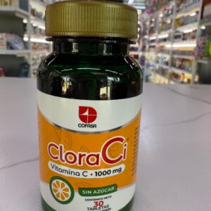 Clora Ci - Vitamina C 1000 mg - Sin Azúcar - 30 Tabletas